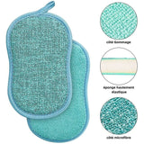 Darrahopens Home & Garden > Laundry & Cleaning > Laundry Cleaning Supplies Reusable Microfiber Antibacterial Washable Dishwashing Sponges Scouring Pads Double Sponge for Non-Stick Pans Pots (4pcs Sponges)