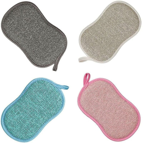 Darrahopens Home & Garden > Laundry & Cleaning > Laundry Cleaning Supplies Reusable Microfiber Antibacterial Washable Dishwashing Sponges Scouring Pads Double Sponge for Non-Stick Pans Pots (4pcs Sponges)