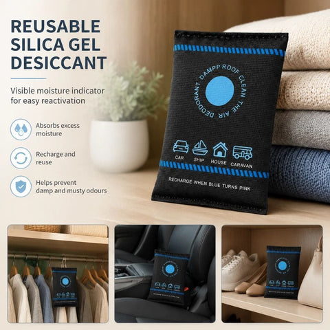 Darrahopens Home & Garden > Laundry & Cleaning > Laundry Cleaning Supplies Standard Flat Mouth Blue Black Silica Gel Desiccant Bags, Visual Humidity Dehumidifier, 200g 2 Pack In Australia - Darrahopens