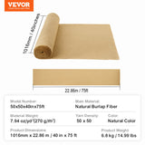 Darrahopens Home & Garden > Laundry & Cleaning > Laundry Cleaning Supplies VEVOR Burlap Fabric Roll, 1016 mm x 22.86 m & 50 x 50 Density Wide Natural Burlap Fabric Rolls, Jute Fabric Burlap Tree Wrap Roll, for Decor, Crafts, Wedding, Gardening, Plant & Tree Winter Covering
