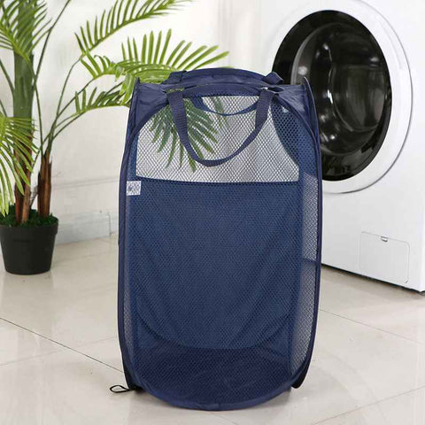 Darrahopens Home & Garden > Laundry & Cleaning > Laundry Storage Foldable Laundry Hamper Navy blue 01