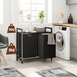 Darrahopens Home & Garden > Laundry & Cleaning > Laundry Storage Laundry Hamper Basket Metal Laundry Organizer with MDF Shelf and 2 Waterproof Pull-Out Removable Dirty Clothes Bags for Laundry Room Bedroom Bathroom Dorm