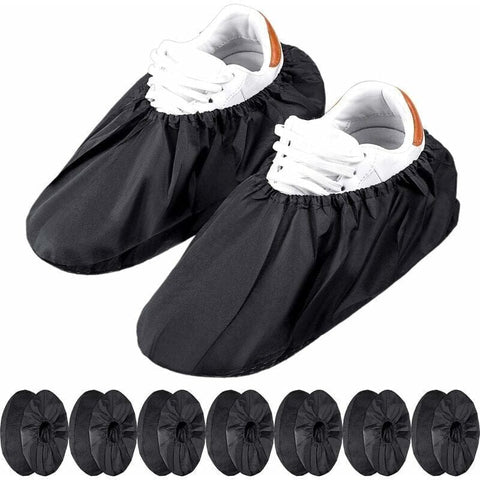 Darrahopens Home & Garden > Laundry & Cleaning > Laundry Wash Bags 10 Pairs Reusable Non-Slip Shoe Covers Machine Washable (Black)
