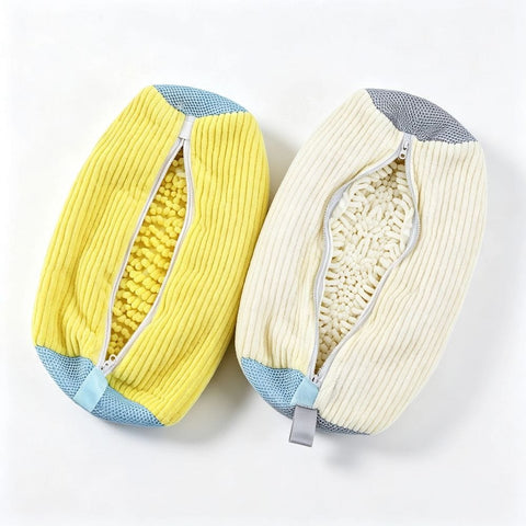 Darrahopens Home & Garden > Laundry & Cleaning > Laundry Wash Bags 2 mesh shoe laundry bags with 360 ° soft brush - machine washable travel shoe bag, suitable for all sizes (white, yellow) In Australia - Darrahopens