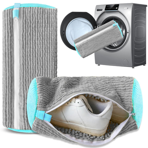 Darrahopens Home & Garden > Laundry & Cleaning > Laundry Wash Bags 2-Pack Reusable Shoe Washing Machine Bag – White Protective Laundry Bag for All Shoes, Anti-Deformation & Deep Clean with Zipper Lock (Grey)