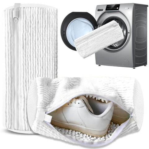 Darrahopens Home & Garden > Laundry & Cleaning > Laundry Wash Bags 2-Pack Reusable Shoe Washing Machine Bag – White Protective Laundry Bag for All Shoes, Anti-Deformation & Deep Clean with Zipper Lock (White)