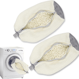 Darrahopens Home & Garden > Laundry & Cleaning > Laundry Wash Bags 2-Pack Washing Machine Shoe Wash Bags, Thick Chenille Lining Anti-Deformation Laundry Bags with Durable Zippers for Sneakers and Canvas Shoes - White