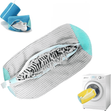 Darrahopens Home & Garden > Laundry & Cleaning > Laundry Wash Bags 2-Pack Washing Machine Shoe Wash Bags, Thick Chenille Lining Anti-Deformation Shoe Laundry Bags with Durable Zippers for Sneakers and Canvas Shoes - Gray