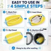 Darrahopens Home & Garden > Laundry & Cleaning > Laundry Wash Bags 2 Pcs Reusable Sports Shoe Laundry Bag, With Plush Cleaning Fiber, Breathable Mesh, Zipper Protection, And Hanging Ring (Yellow) In Australia - Darrahopens