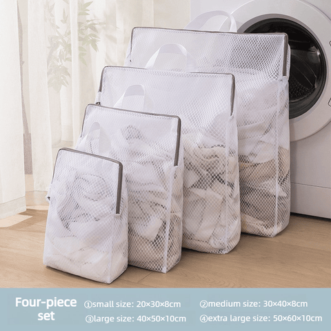 Darrahopens Home & Garden > Laundry & Cleaning > Laundry Wash Bags Handheld Mesh Laundry Bag Set, 4 Pcs Thick Polyester Washing Bags with Protective Zipper & Bra Protection Bags, for Clothes, Bedding, Lingerie