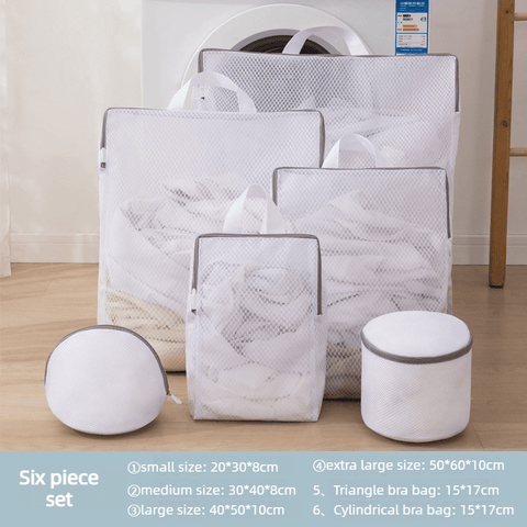 Darrahopens Home & Garden > Laundry & Cleaning > Laundry Wash Bags Handheld Mesh Laundry Bag Set, 6 Pcs Thick Polyester Washing Bags with Protective Zipper & Bra Protection Bags, for Clothes, Bedding, Lingerie