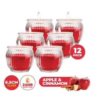 Darrahopens Home & Garden > Laundry & Cleaning Perfect Scent 12PCE Apple & Cinnamon Fragrant Candle Glass Holder 6.5cm