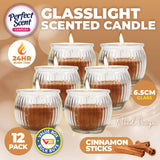 Darrahopens Home & Garden > Laundry & Cleaning Perfect Scent 12PCE Cinnamon Scented Fragrant Candle Glass Holder 6.5cm