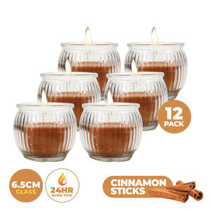 Darrahopens Home & Garden > Laundry & Cleaning Perfect Scent 12PCE Cinnamon Scented Fragrant Candle Glass Holder 6.5cm