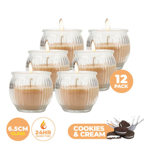 Darrahopens Home & Garden > Laundry & Cleaning Perfect Scent 12PCE Cookies & Cream Fragrant Candle Glass Holder 6.5cm