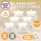 Darrahopens Home & Garden > Laundry & Cleaning Perfect Scent 12PCE Fresh Daisies Scented Fragrant Candle Glass Holder 6.5cm