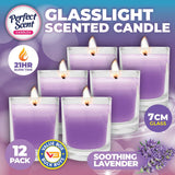 Darrahopens Home & Garden > Laundry & Cleaning Perfect Scent 12PCE Lavender Scented Fragrant Candles In Glass Holders 7cm