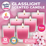 Darrahopens Home & Garden > Laundry & Cleaning Perfect Scent 12PCE Orchard Blossom Scented Fragrant Candles Glass Holder 7cm