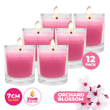 Darrahopens Home & Garden > Laundry & Cleaning Perfect Scent 12PCE Orchard Blossom Scented Fragrant Candles Glass Holder 7cm
