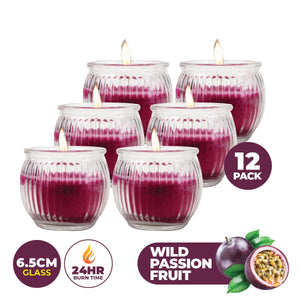 Darrahopens Home & Garden > Laundry & Cleaning Perfect Scent 12PCE Passionfruit Scented Fragrant Candle Glass Holder 6.5cm