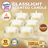 Darrahopens Home & Garden > Laundry & Cleaning Perfect Scent 12PCE Vanilla Scented Fragrant Candle Glass Holder 6.5cm