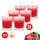 Darrahopens Home & Garden > Laundry & Cleaning Perfect Scent 12PCE Wild Berries Scented Fragrant Candles In Glass Holder 7cm