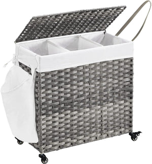 Darrahopens Home & Garden > Laundry & Cleaning SONGMICS Laundry Hamper with Lid and Wheels 140L Grey