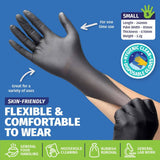 Darrahopens Home & Garden > Laundry & Cleaning Xtra Kleen 1000PCE Disposable Nitrile Gloves Black Latex Powder Free Size S