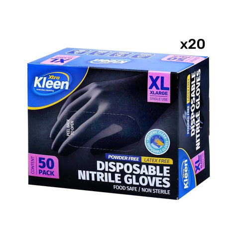 Darrahopens Home & Garden > Laundry & Cleaning Xtra Kleen 1000PCE Disposable Nitrile Gloves Black Latex Powder Free Size XL