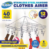 Darrahopens Home & Garden > Laundry & Cleaning Xtra Kleen 12PCE Rotating Stainless Steel Clothes Hanger With 40 Pegs