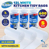 Darrahopens Home & Garden > Laundry & Cleaning Xtra Kleen 600PCE 12L Kitchen Tidy Bags White Small Tie Handles 44 x 45cm