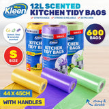 Darrahopens Home & Garden > Laundry & Cleaning Xtra Kleen 600PCE Scented Kitchen Tidy 12L Garbage Bag Handles Small 44 x 45cm