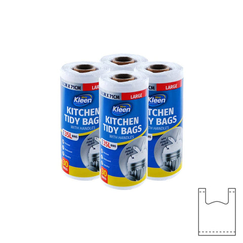 Darrahopens Home & Garden > Laundry & Cleaning Xtra Kleen 720PCE 35L Kitchen Tidy Bags White Large Tie Handles 58 x 71cm