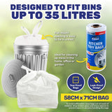 Darrahopens Home & Garden > Laundry & Cleaning Xtra Kleen 720PCE 35L Kitchen Tidy Bags White Large Tie Handles 58 x 71cm