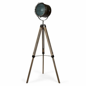 Darrahopens Home & Garden > Lighting 153cm Nautical Tripod Floor Lamp w Matte Grey Lamp Head Searchlight Spot Light