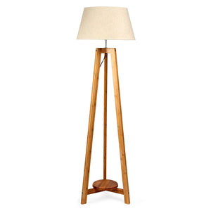 Darrahopens Home & Garden > Lighting 155cm Large Bamboo Wooden Tripod Floor Lamp w Beige Linen Light Shade