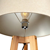 Darrahopens Home & Garden > Lighting 155cm Large Bamboo Wooden Tripod Floor Lamp w Beige Linen Light Shade