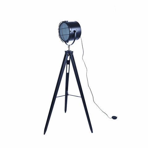 Darrahopens Home & Garden > Lighting 158cm Nautical Tripod Floor Lamp w Matte Black Lamp Head Searchlight Spot Light