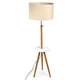 Darrahopens Home & Garden > Lighting 165cm Large Extendable Bamboo Tripod Floor Lamp Linen Shade Shelving