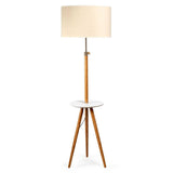 Darrahopens Home & Garden > Lighting 165cm Large Extendable Bamboo Tripod Floor Lamp Linen Shade Shelving