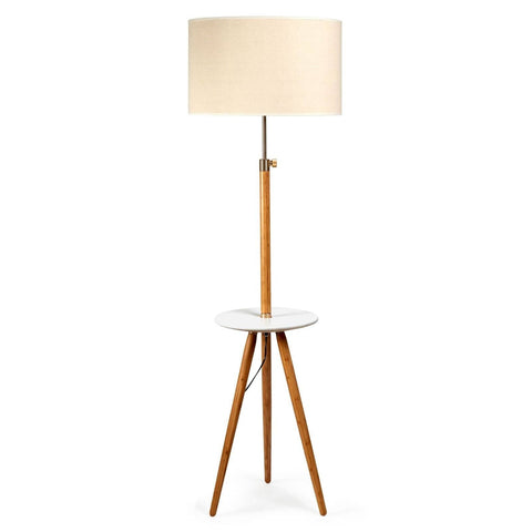 Darrahopens Home & Garden > Lighting 165cm Large Extendable Bamboo Tripod Floor Lamp Linen Shade Shelving