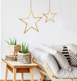 Darrahopens Home & Garden > Lighting 2x Large Bamboo Star LED Hanging Lamp Light Home Decor Lighting  - Natural