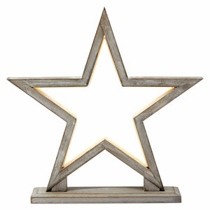 Darrahopens Home & Garden > Lighting 33cm Bamboo Star LED Table Lamp Light Modern Bedside - Antique Timber