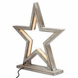 Darrahopens Home & Garden > Lighting 33cm Bamboo Star LED Table Lamp Light Modern Bedside - Antique Timber