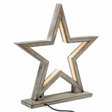 Darrahopens Home & Garden > Lighting 33cm Bamboo Star LED Table Lamp Light Modern Bedside - Antique Timber
