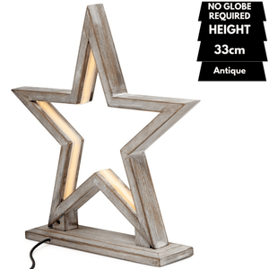 Darrahopens Home & Garden > Lighting 33cm Bamboo Star LED Table Lamp Light Modern Bedside - Antique Timber