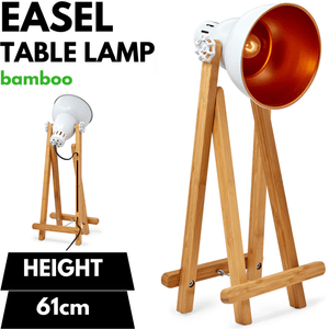 Darrahopens Home & Garden > Lighting 61cm Bamboo Easel Table Lamp Modern Scandi Designer Desk Light Bedroom Office