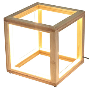 Darrahopens Home & Garden > Lighting Bamboo Cube LED Lamp Modern Light Minimalistic Scandi - Natural