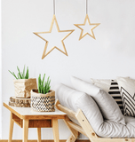 Darrahopens Home & Garden > Lighting Ceiling Bamboo Star LED Hanging Lamp Natural Home Decor Lighting Pendant - Natural