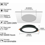 10 Pack Recessed LED Spotlight, 7W 3000K Warm White, IP44, AC 220 to 240V, Cutout 7 to 8.5 cm